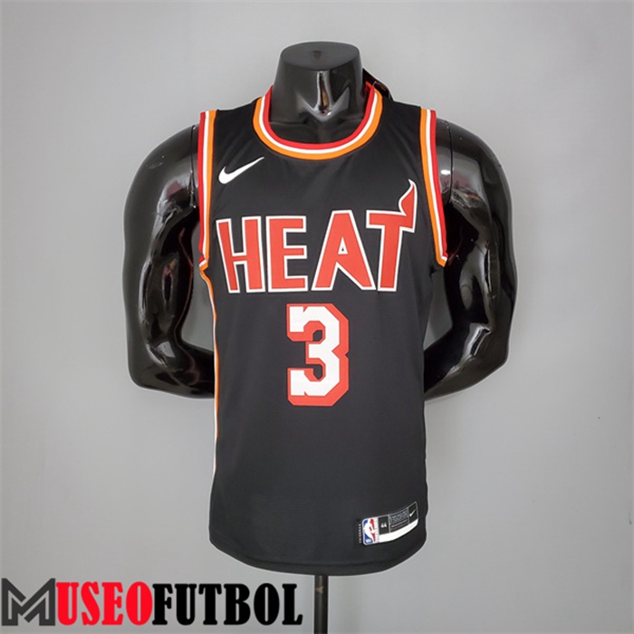 Camiseta Miami Heat (Wade #3) 2018 Negro Retro Night