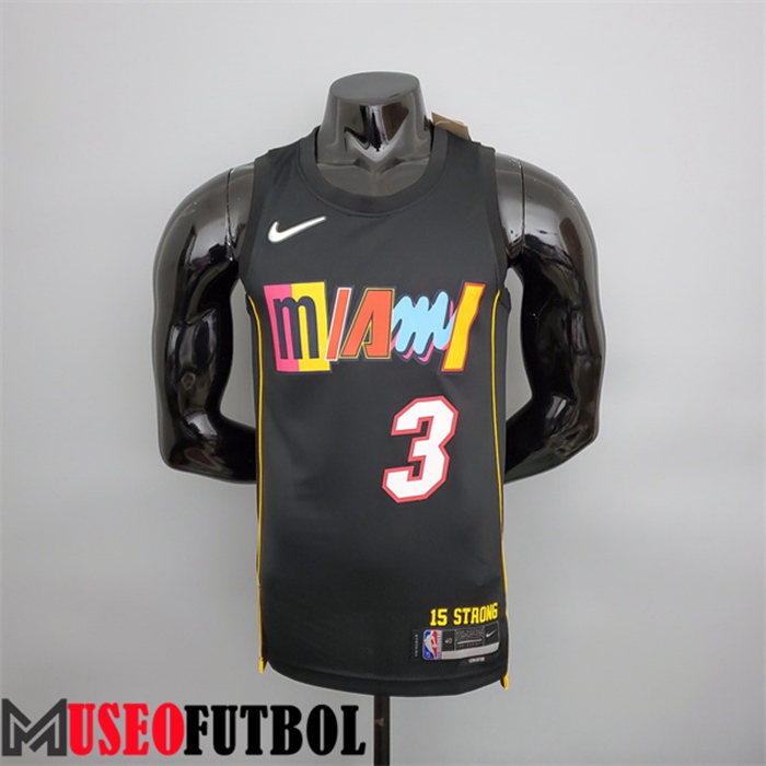 Camiseta Miami Heat (Wade #3) 2022 Season Negro City Edition