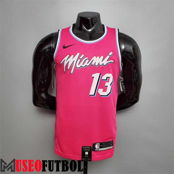 Camiseta Miami Heat (Adebayo #13) Rosa Escote redondo