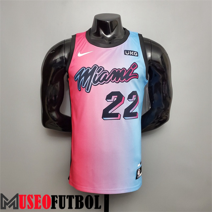 Camiseta Miami Heat (Butler #22) Rosa/Azul Gradient Color City Edition