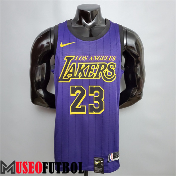 Camiseta Los Angeles Lakers (James #23) Púrpura Escote redondo