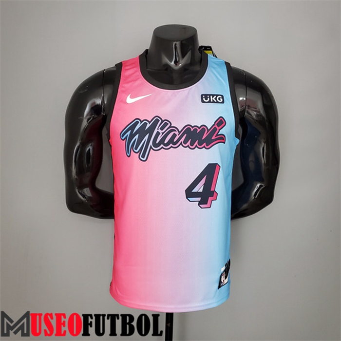 Camiseta Miami Heat (Oladipo #4) Rosa/Azul Gradient Color City Edition