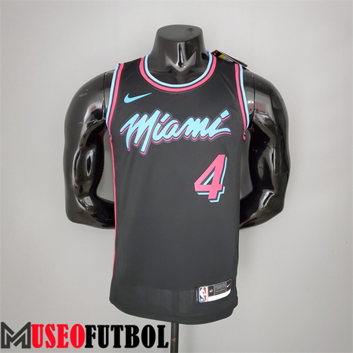 Camiseta Miami Heat (Oladipo #4) Negro Escote redondo