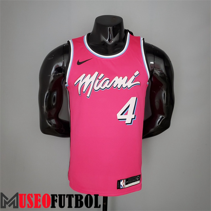 Camiseta Miami Heat (Oladipo #4) Rosa Escote redondo