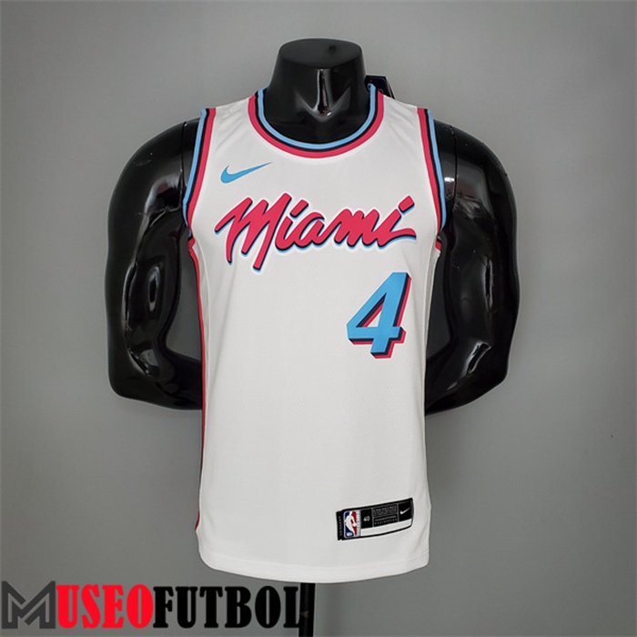 Camiseta Miami Heat (Oladipo #4) Blanco Escote redondo