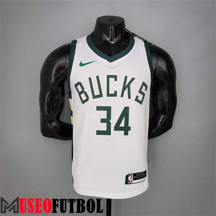 Camiseta Milwaukee Bucks (Antetokounmpo #34) 2021 Primera Blanco