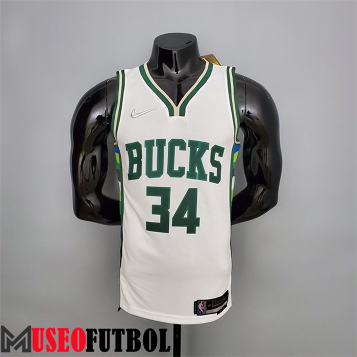 Camiseta Milwaukee Bucks (Antetokounmpo #34) 2022 Blanco