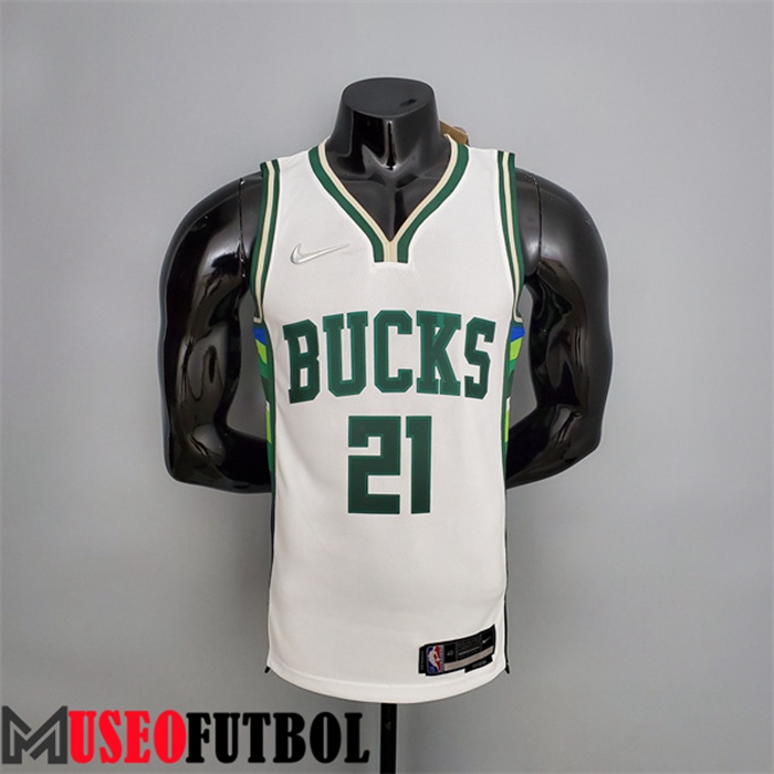 Camiseta Milwaukee Bucks (Holiday #21) 2022 Blanco