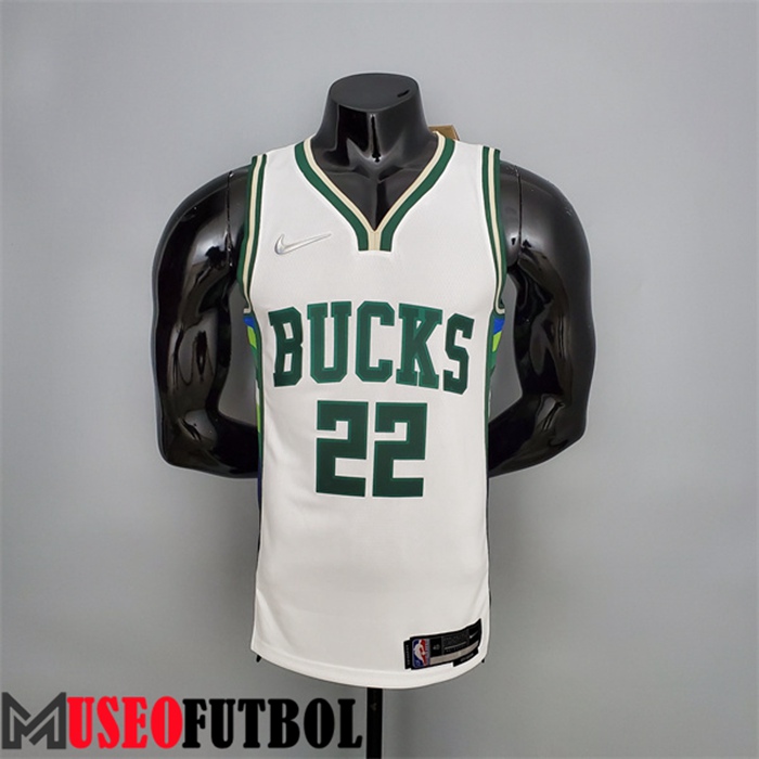 Camiseta Milwaukee Bucks (Middleton #22) 2022 Blanco