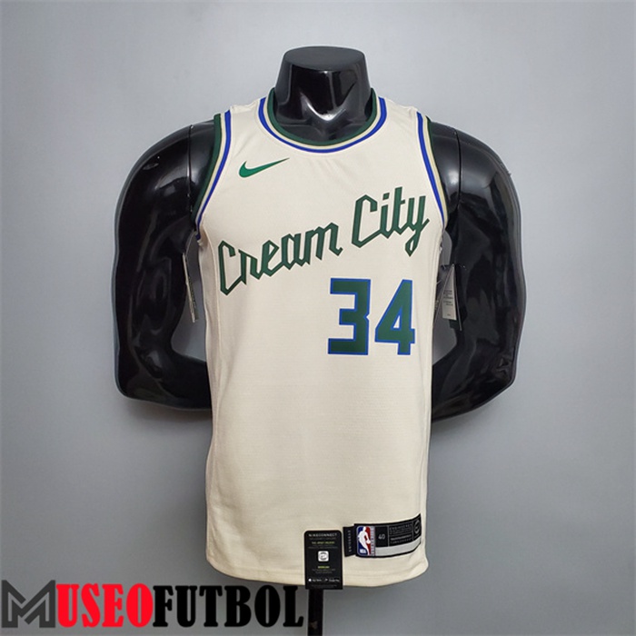 Camiseta Milwaukee Bucks (Antetokounmpo #34) Beige