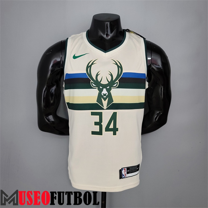 Camiseta Milwaukee Bucks (Antetokounmpo #34) Striped Blanco