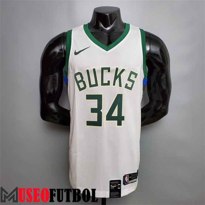 Camiseta Milwaukee Bucks (Antetokounmpo #34) Blanco