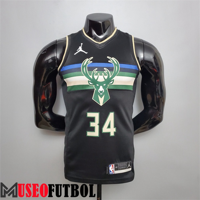 Camiseta Milwaukee Bucks (Antetokounmpo #34) Negro Jordan Theme Edition