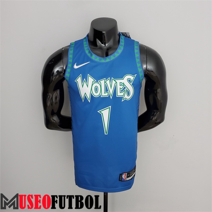 Camiseta Minnesota Timberwolves (Edwards #1) Azul 75 Aniversario City Edition