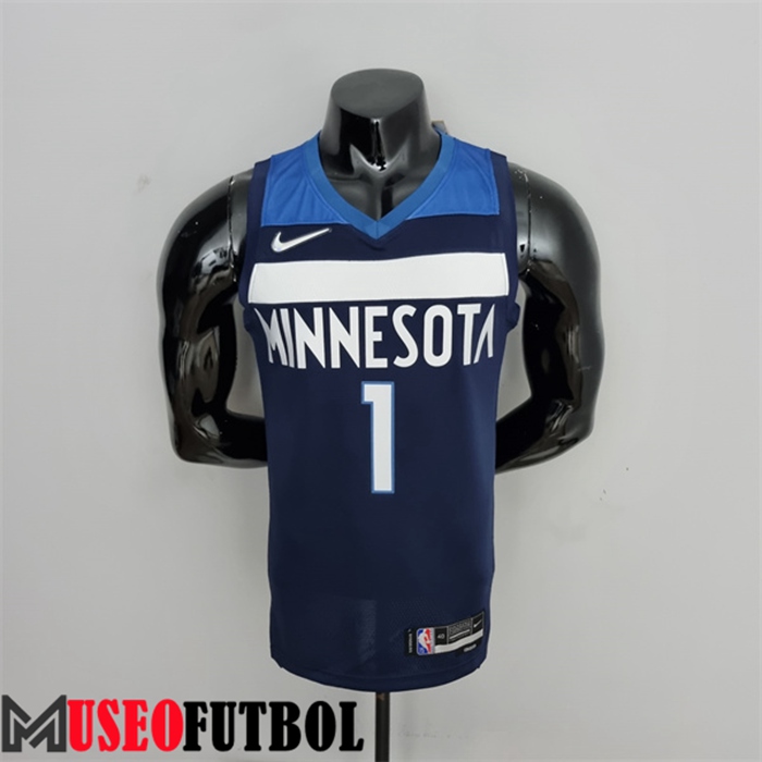 Camiseta Minnesota Timberwolves (Edwards #1) Azul Royal 75 Aniversario