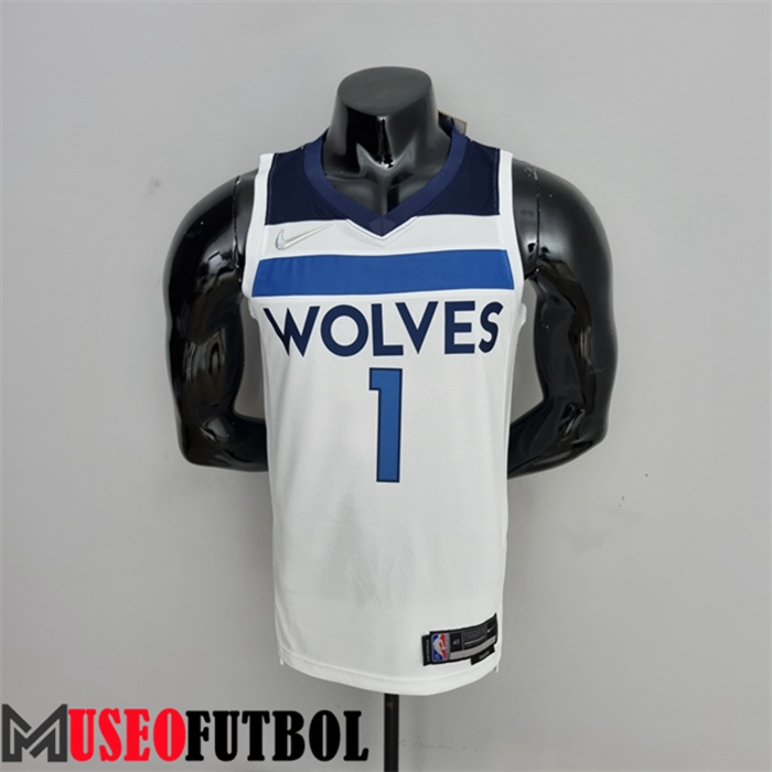 Camiseta Minnesota Timberwolves (Edwards #1) Blanco 75 Aniversario