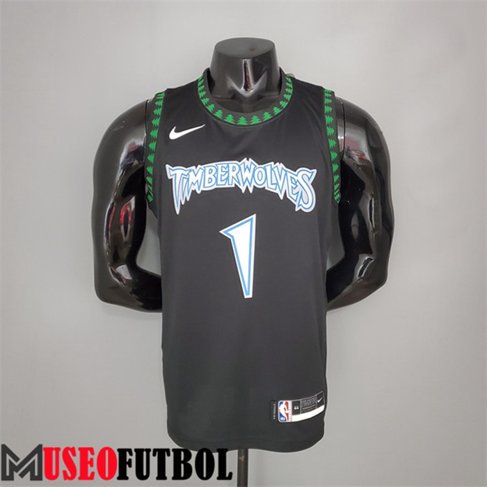 Camiseta Minnesota Timberwolves (Edwards #1) 2018 Retro Negro