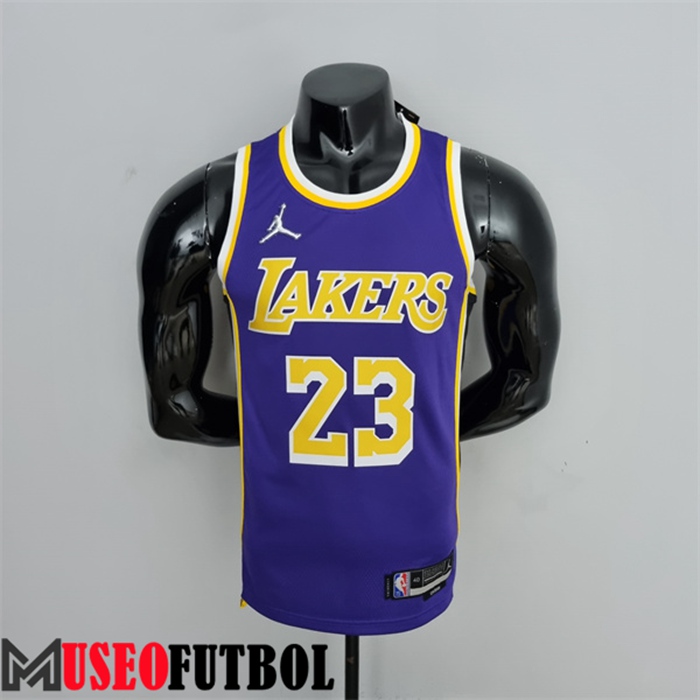 Camiseta Los Angeles Lakers (James #23) Púrpura 75 Aniversario