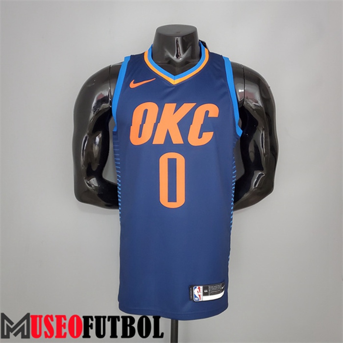 Camiseta Oklahoma City Thunder (Westbrook #0) Azul Stripes