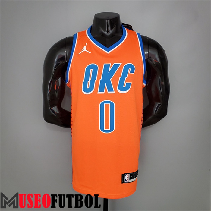 Camiseta Oklahoma City Thunder (Westbrook #0) Naranja Jordan