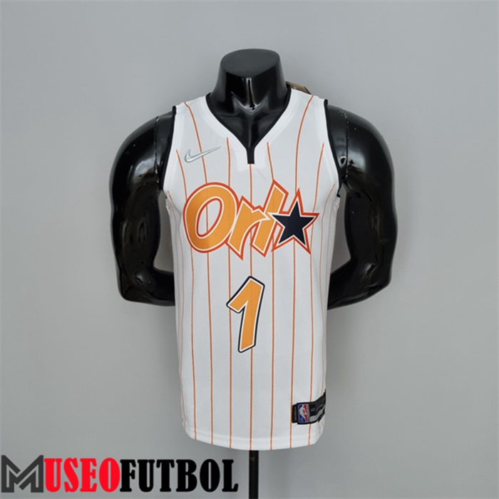 Camiseta Orlando Magic (McGrady #1) Blanco/Naranja 75 Aniversario