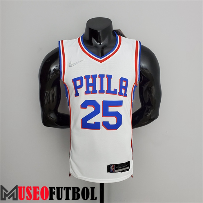 Camiseta Philadelphia 76ers (Simmons #25) Blanco 75 Aniversario