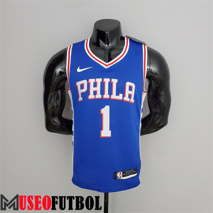 Camiseta Philadelphia 76ers (Harden #1) Azul Cuello en V