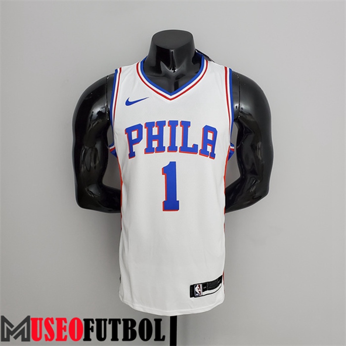 Camiseta Philadelphia 76ers (Harden #1) Blanco Cuello en V