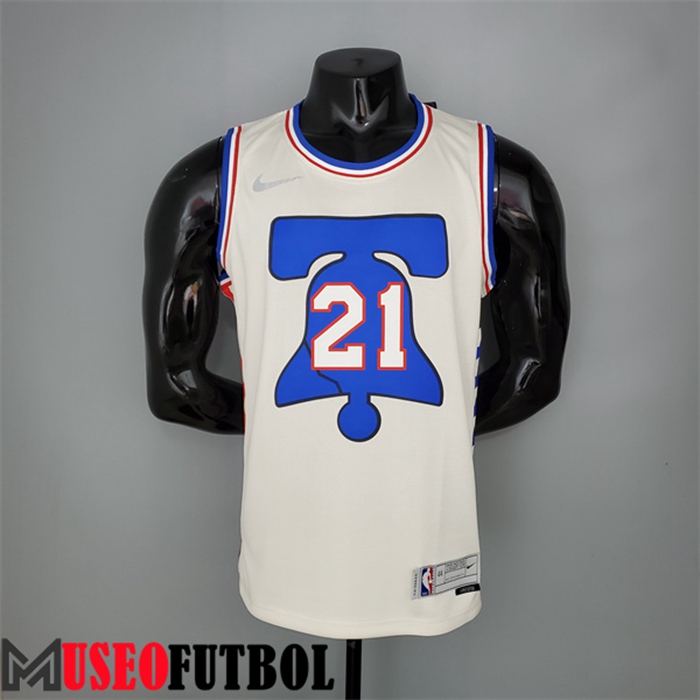 Camiseta Philadelphia 76ers (Embiid #21) 2021 Beige Bonus Edition