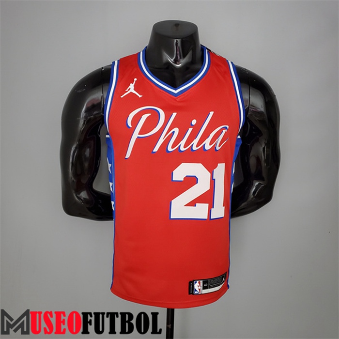 Camiseta Philadelphia 76ers (Embiid #21) 2021 Rojo Jordan Themed