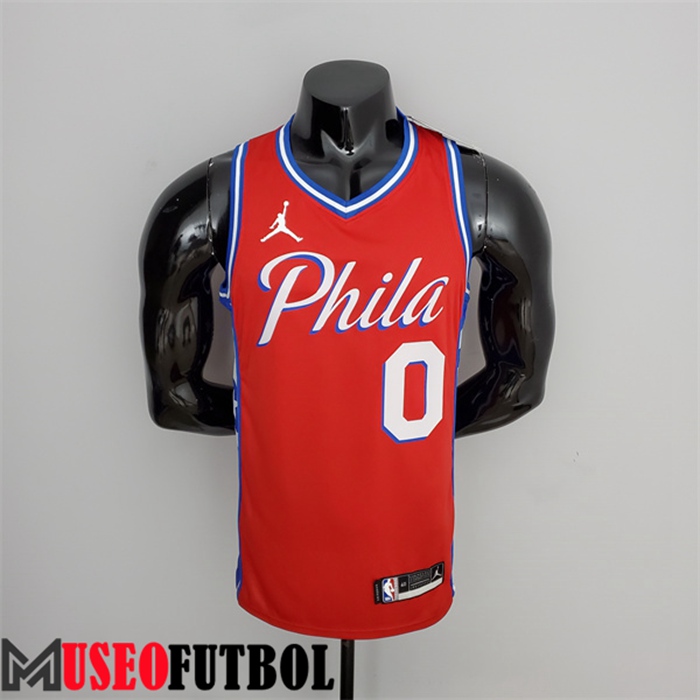 Camiseta Philadelphia 76ers (Maxey #0) 2021 Rojo Jordan Themed