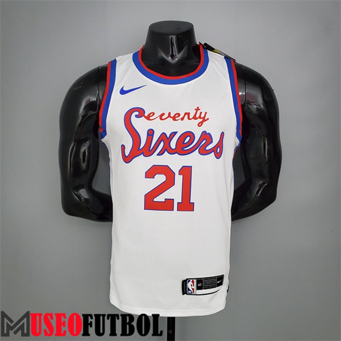 Camiseta Philadelphia 76ers (Embiid #21) 2021 Blanco Retro limited