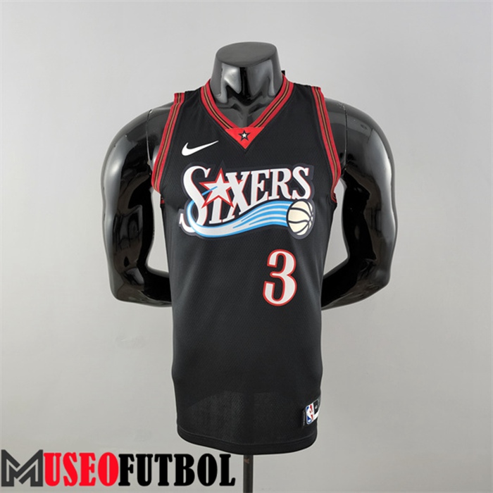 Camiseta Philadelphia 76ers (Iverson #3) Retro Big Meteor Negro