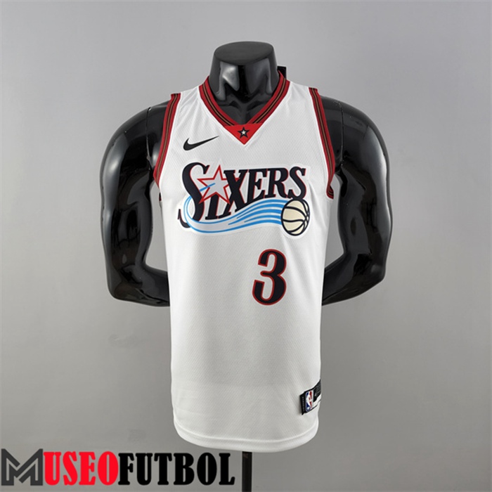 Camiseta Philadelphia 76ers (Iverson #3) Retro Big Meteor Blanco