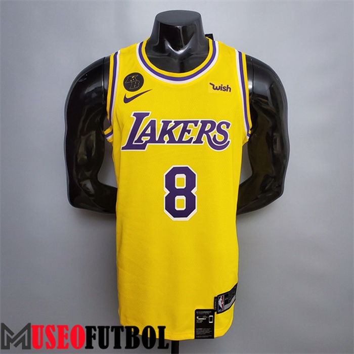 Camiseta Los Angeles Lakers (Bryant #8) Amarillo Escote redondo Edición Conmemorativa