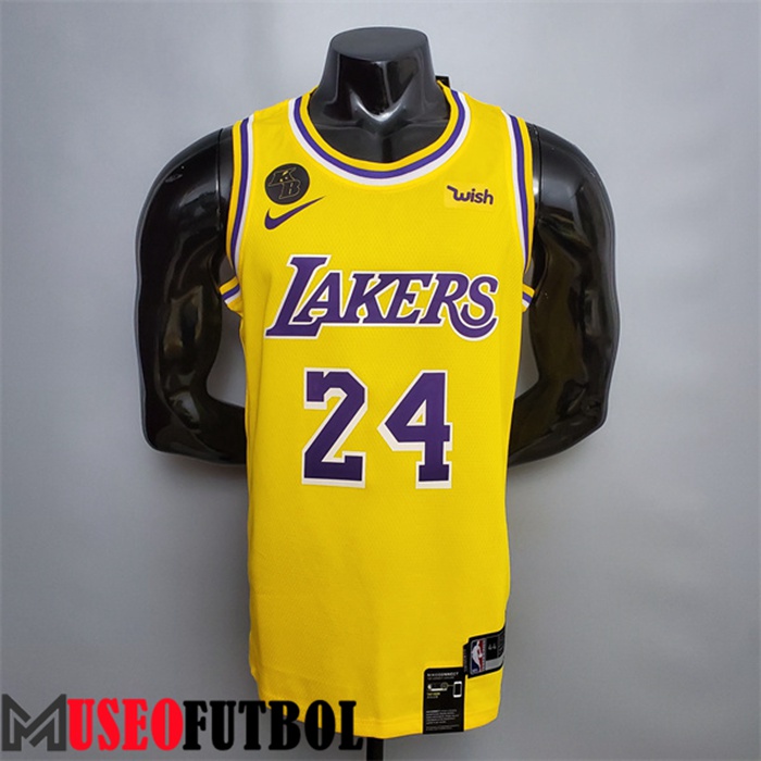 Camiseta Los Angeles Lakers (Bryant #24) Amarillo Escote redondo Edición Conmemorativa