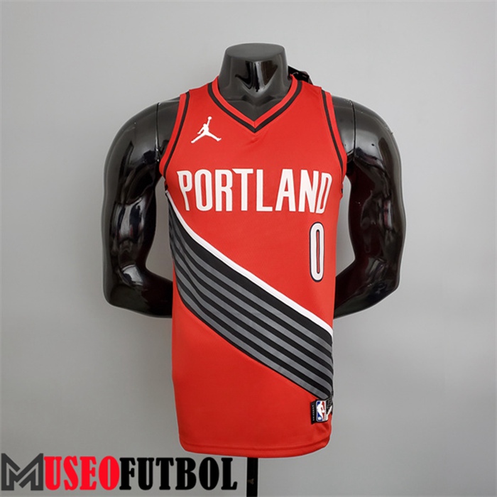 Camiseta Portland Trail Blazers (Lillard #0) Rojo Jordan Style