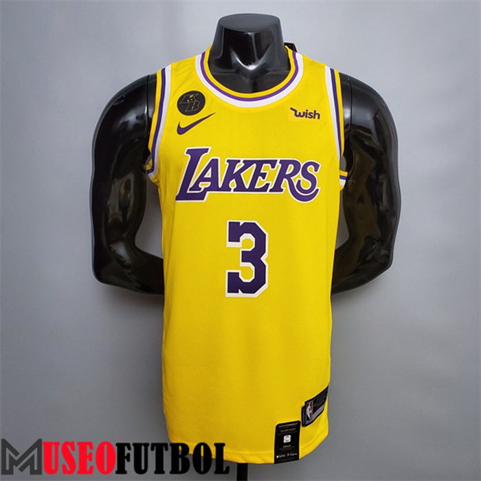 Camiseta Los Angeles Lakers (Davis #3) Amarillo Escote redondo Edición Conmemorativa