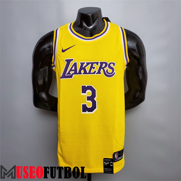 Camiseta Los Angeles Lakers (Davis #3) Amarillo Escote redondo