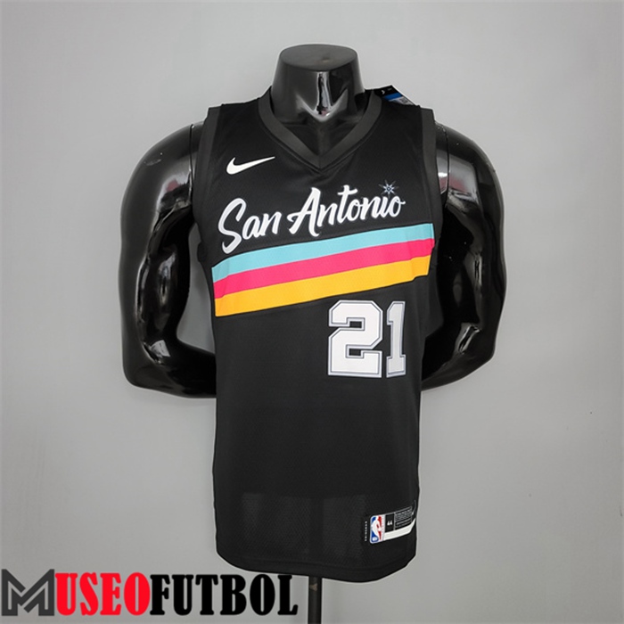 Camiseta San Antonio Spurs (Duncan #21) Negro City Edition