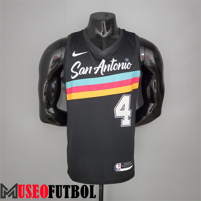 Camiseta San Antonio Spurs (White #4) Negro City Edition