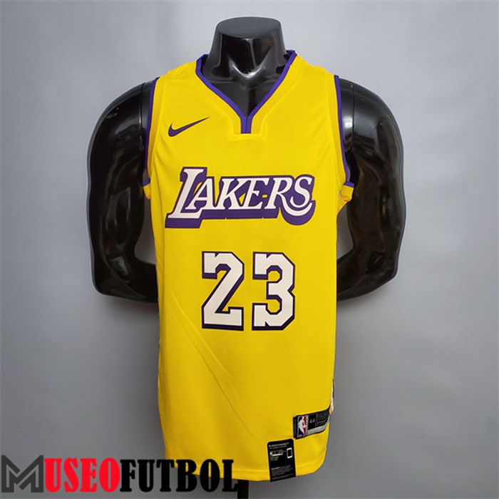 Camiseta Los Angeles Lakers (James #23) Amarillo Anillo en V Edición City