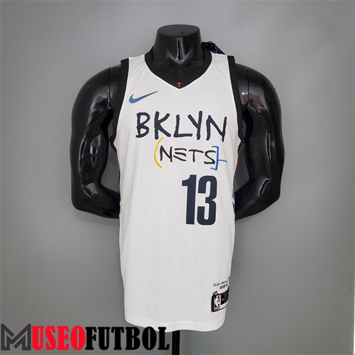 Camiseta Rooklyn Nets (Harden #13) Blanco Graffiti