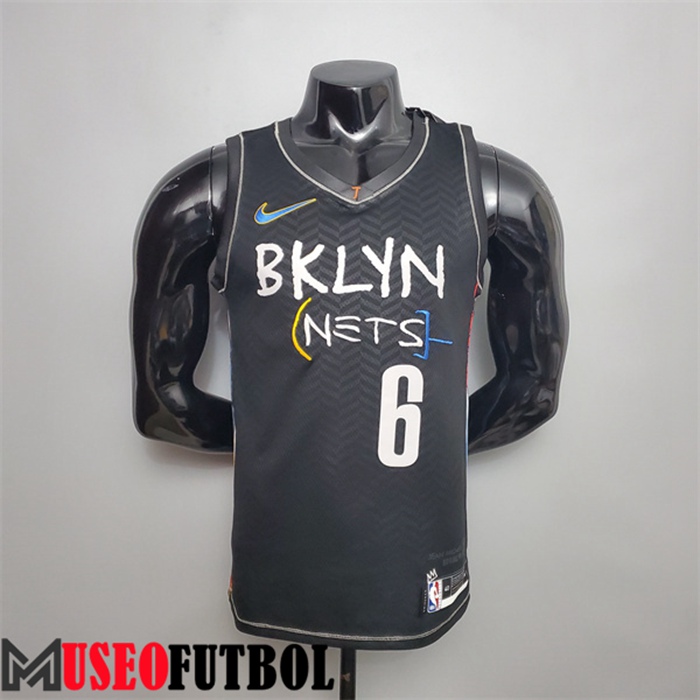 Camiseta Rooklyn Nets (Jordan #6) Negro City Edition