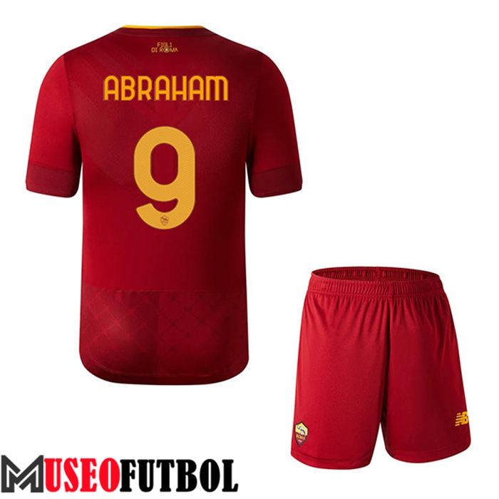 Camiseta AS Roma (ABRAHAM #9) Ninos Primera 2022/23