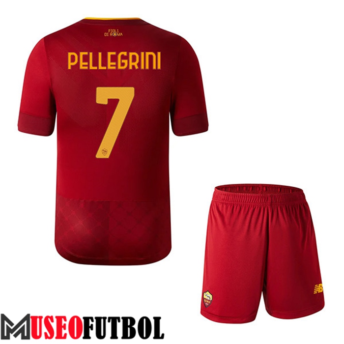 Camiseta AS Roma (PELLEGRINI #7) Ninos Primera 2022/23