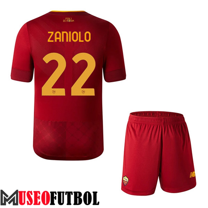 Camiseta AS Roma (ZANIOLO #22) Ninos Primera 2022/23