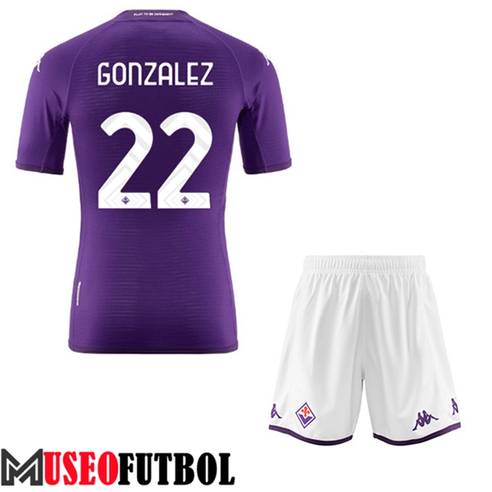 Camiseta ACF Fiorentina (GONZALEZ #22) Ninos Primera 2022/23