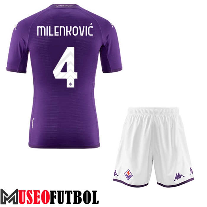 Camiseta ACF Fiorentina (MILENKOVIĆ #4) Ninos Primera 2022/23