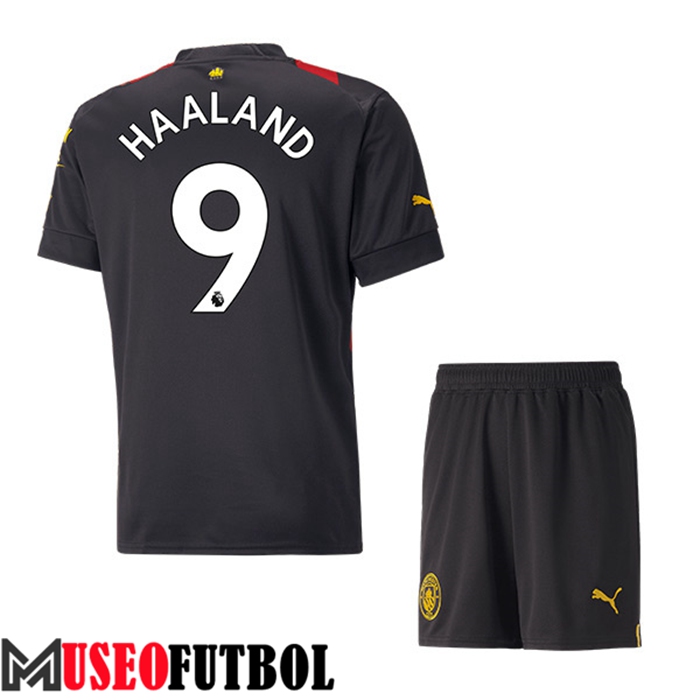 Camiseta Manchester City (HAALAND #9) Ninos Segunda 2022/23